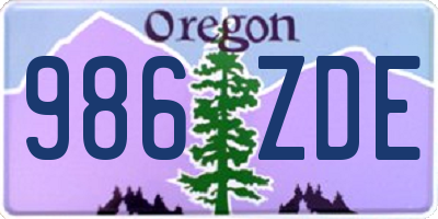 OR license plate 986ZDE