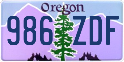OR license plate 986ZDF