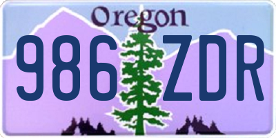 OR license plate 986ZDR