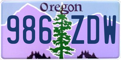 OR license plate 986ZDW