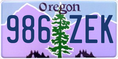 OR license plate 986ZEK