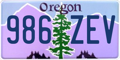 OR license plate 986ZEV