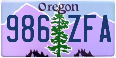 OR license plate 986ZFA