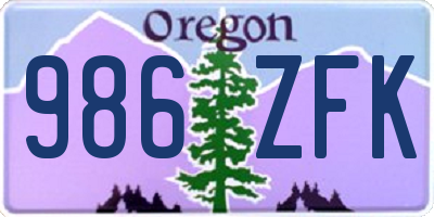 OR license plate 986ZFK