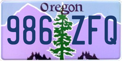 OR license plate 986ZFQ