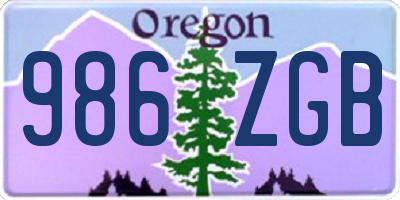 OR license plate 986ZGB