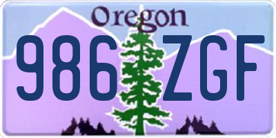 OR license plate 986ZGF