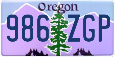 OR license plate 986ZGP