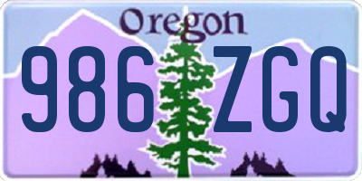 OR license plate 986ZGQ
