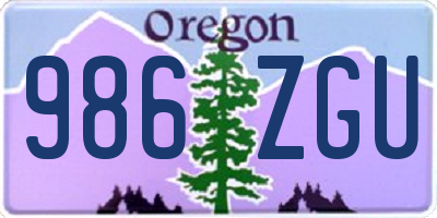 OR license plate 986ZGU