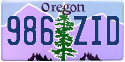 OR license plate 986ZID