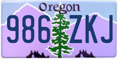 OR license plate 986ZKJ