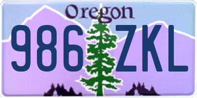 OR license plate 986ZKL