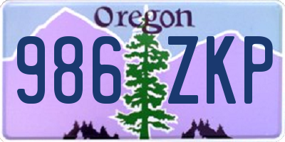 OR license plate 986ZKP