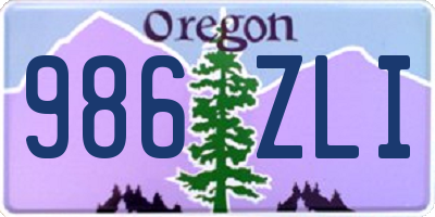 OR license plate 986ZLI