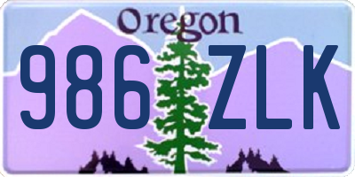 OR license plate 986ZLK
