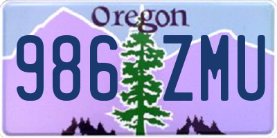 OR license plate 986ZMU