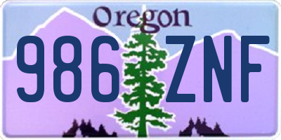 OR license plate 986ZNF