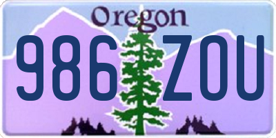 OR license plate 986ZOU