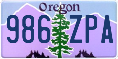 OR license plate 986ZPA