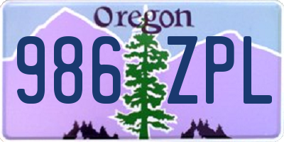 OR license plate 986ZPL