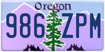 OR license plate 986ZPM
