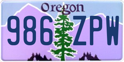 OR license plate 986ZPW