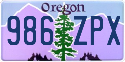 OR license plate 986ZPX