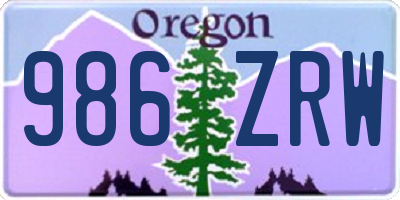 OR license plate 986ZRW