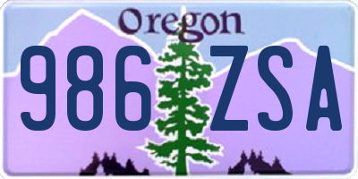 OR license plate 986ZSA