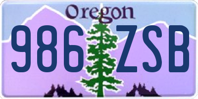 OR license plate 986ZSB
