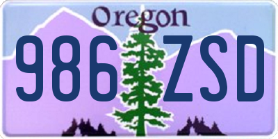 OR license plate 986ZSD