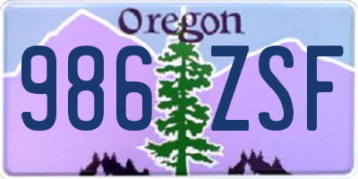 OR license plate 986ZSF