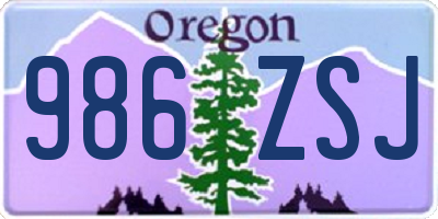 OR license plate 986ZSJ