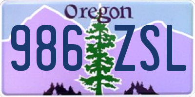 OR license plate 986ZSL