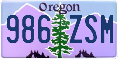 OR license plate 986ZSM