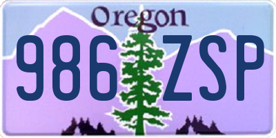 OR license plate 986ZSP