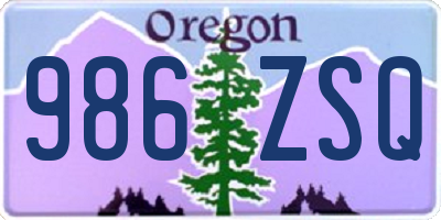 OR license plate 986ZSQ