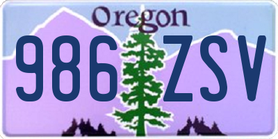 OR license plate 986ZSV