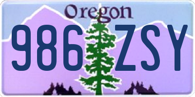 OR license plate 986ZSY