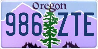 OR license plate 986ZTE
