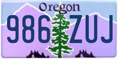 OR license plate 986ZUJ