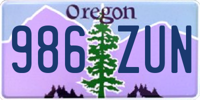 OR license plate 986ZUN
