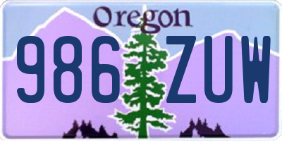 OR license plate 986ZUW