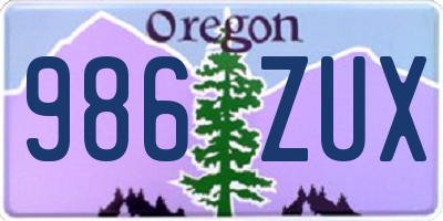 OR license plate 986ZUX