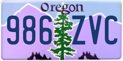 OR license plate 986ZVC