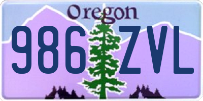 OR license plate 986ZVL