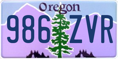 OR license plate 986ZVR