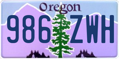 OR license plate 986ZWH