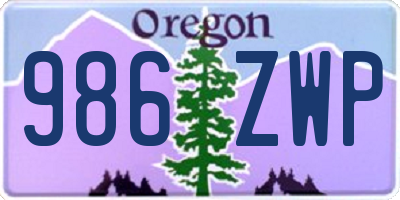 OR license plate 986ZWP